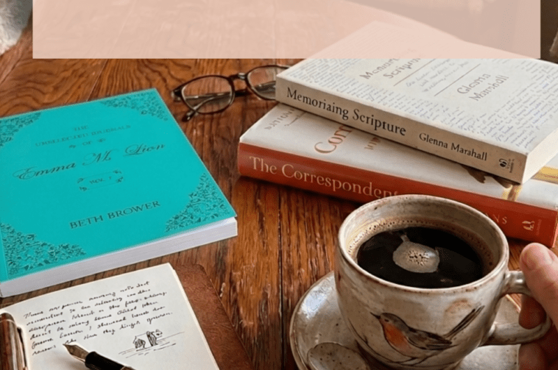Charlotte mason mother culture books on table with tea